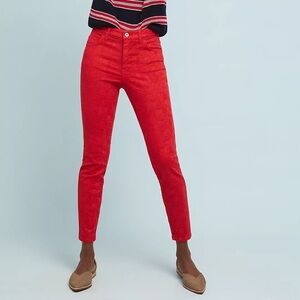 NWT Pilcro High-Rise Skinny Ankle Jeans Red Cotton Elastane Women's Size 31T